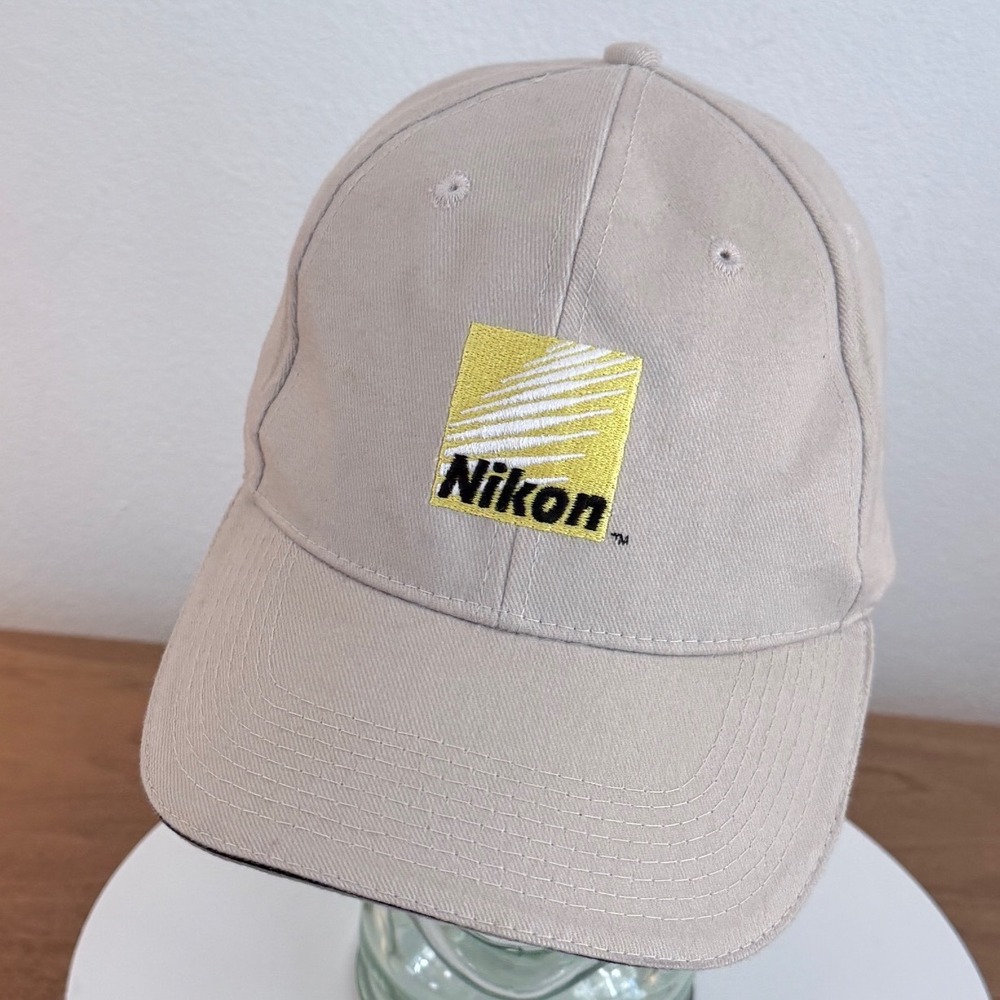 Nikon Sport Optics Baseball Cap Khaki Tan Adjustable Logo Hat Mens Womens